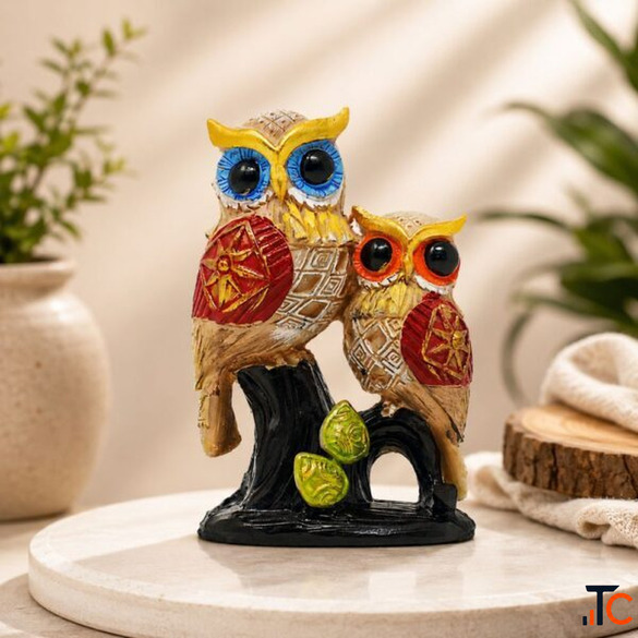 Buy Owl Couple on Branch Showpiece Online - Decorative Owl Showpiece for Home Decor