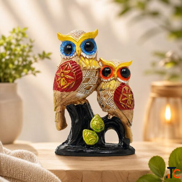 Buy Owl Couple on Branch Showpiece Online - Decorative Owl Showpiece for Home Decor