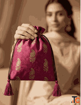 Minimal Paisley Royale Potli - Handcrafted Designer Potli Bag for Weddings Festive Occasions