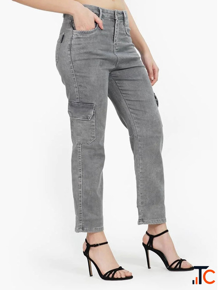 Wholesale Loose Fit Denim Cargo Jeans for Women - Factory Direct Price in Ahmedabad