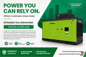 Silent Kirloskar Gas Generator 15 kVA to 250 kVA