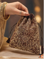 Classic Damask Weave Potli - Elegant Handcrafted Potli Bag for Weddings Festive Wear
