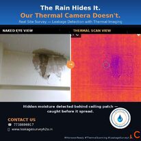 Hidden moisture detected behind ceiling patch with thermal scanner before it spreads