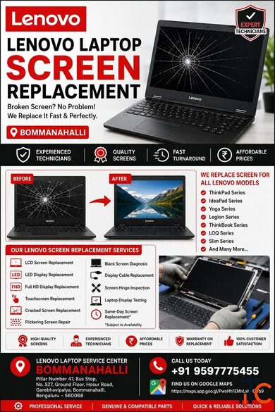 Lenovo Laptop Screen Replacement Bommanahalli Lenovo Laptop Display Replacement Laptop Screen Repair