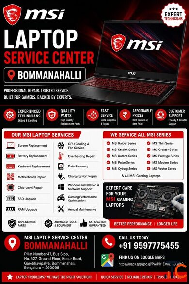 MSI Laptop Service Center Bommanahalli MSI Laptop Repair Gaming Laptop Service Laptop Service Near H