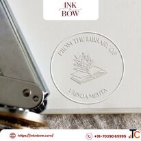Floral Library Paper Embosser - Custom Name Stamp Ink N Bow