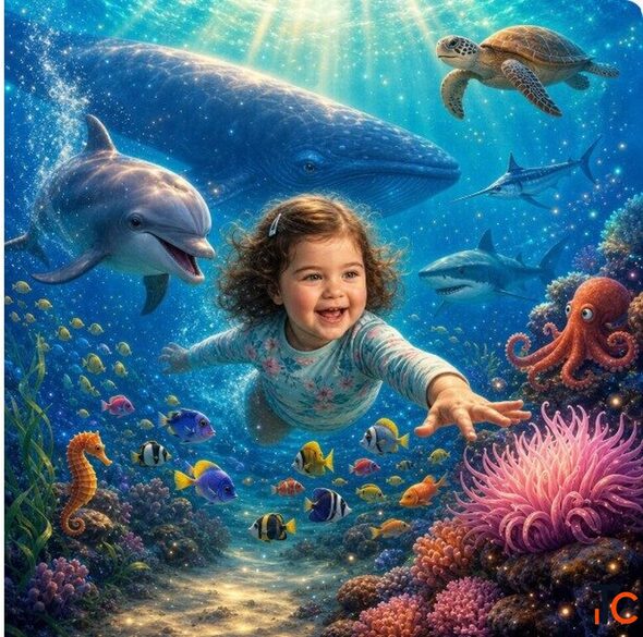 Magical Book Ocean Adventure Dive into a Personalized Underwater Journey