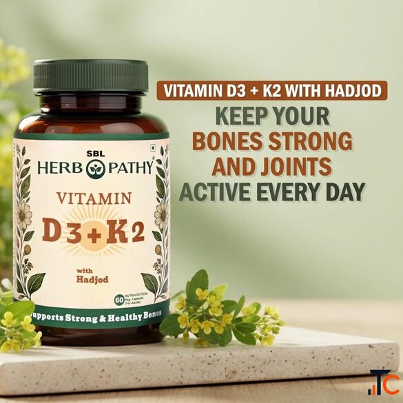 SBL Herbopathy Natural Vitamin D3 K2 Capsules for Bone Health