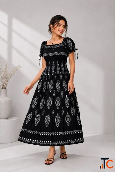 Women's Black Boho Maxi Dress