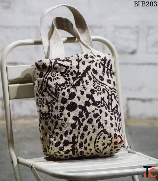 Vintage Text-Print Canvas Tote Bag by besignunique