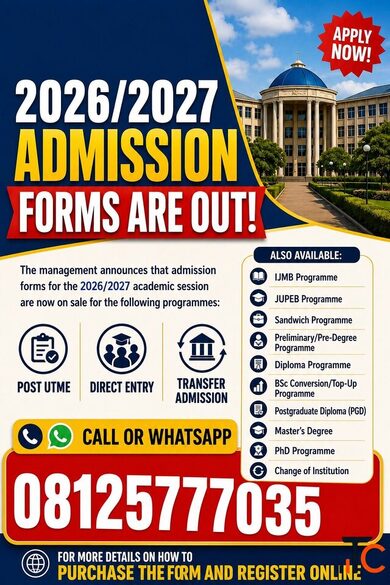 Western Delta University Oghara Delta State. Direct Entry 202627 Admission Form TRANSFER form POST U