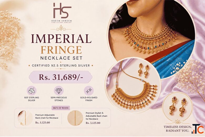Regal Gold-Polished Silver Necklace Set Certified 92.5 Sterling Silver
