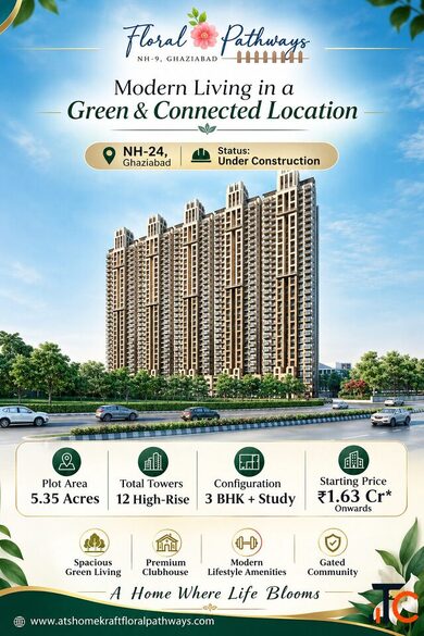 apartments at a prime location like NH-24 Ghaziabad featuring Homekraft Floral Pathways