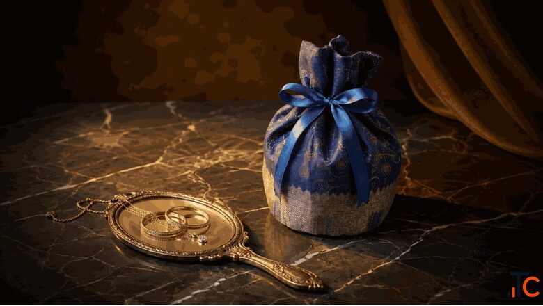 Heritage Zari Round Potli - Luxury Handcrafted Potli Bag for Weddings Festive Celebrations