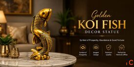 Golden Koi Fish Decor Statue - Luxury Resin Feng Shui Home Decor DNA eStore