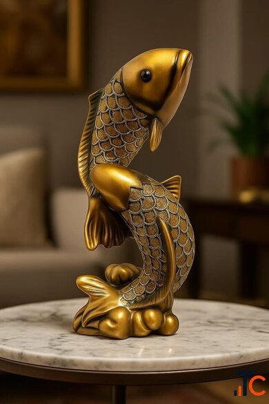 Golden Koi Fish Decor Statue - Luxury Resin Feng Shui Home Decor DNA eStore