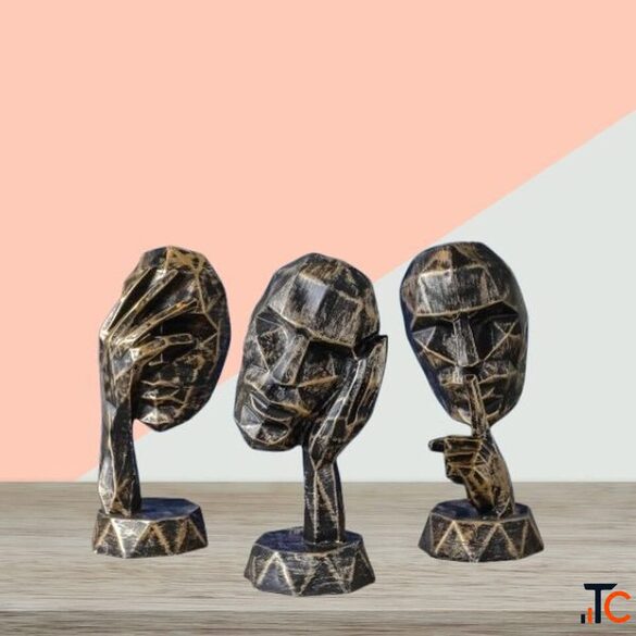 Modern Art Human Face Statue Decor - Premium Abstract Resin Sculpture for Home Office DNA eStore