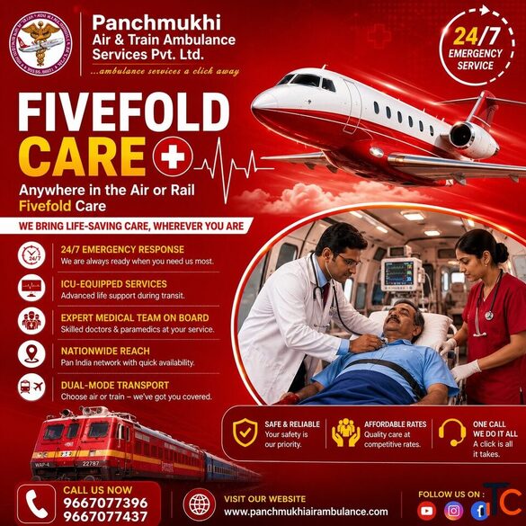 Panchmukhi Best Patient Shifting Ambulance in Ranchi- Specialized rail ambulance with exceptional fe