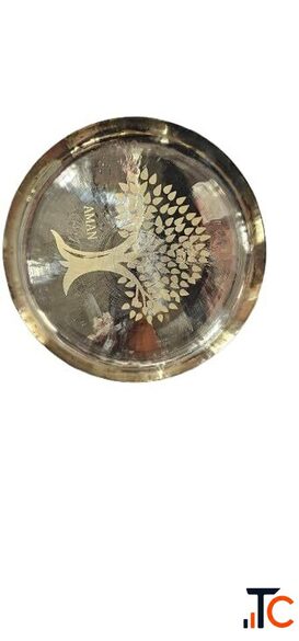 Decorative Bronze Thali Plate with Tree Design Traditional Indian Serving Platter