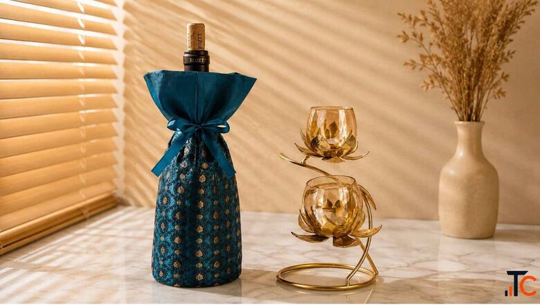 Classic Wine Wrap Potli - Handcrafted Designer Potli for Weddings Elegant Gifting