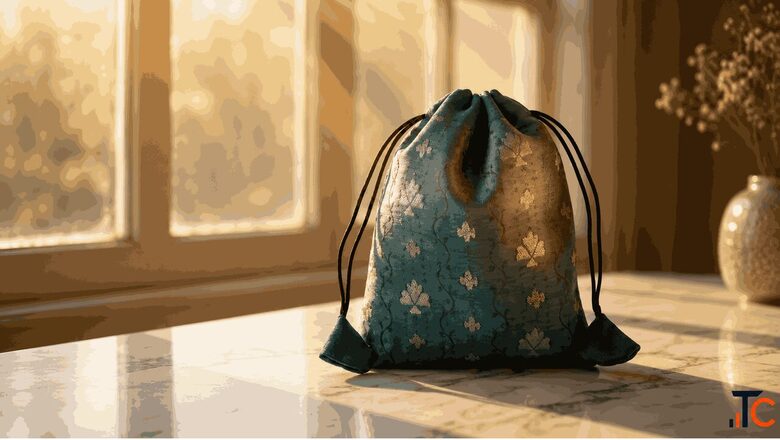 Botanical Weave Potli - Handcrafted Designer Potli Bag for Weddings Festive Celebrations