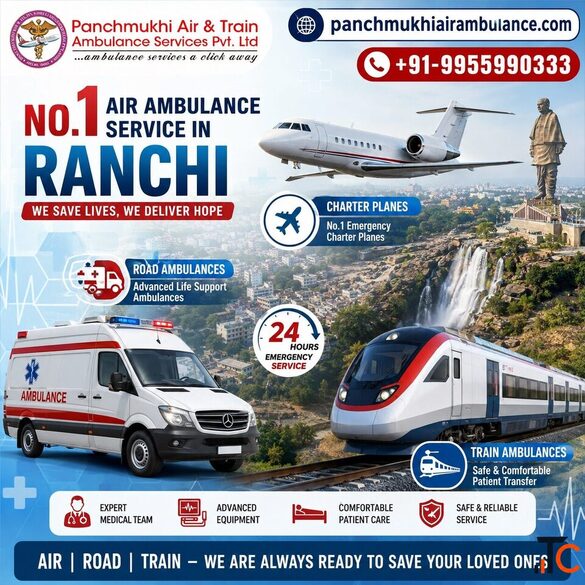 Panchmukhi ICU Air Ambulance from Ranchi- Safe Medical Evacuation for complete ICU setup