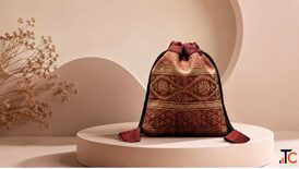 Woven Zari Pattern Potli - Premium Handcrafted Designer Potli for Weddings Festive Occasions