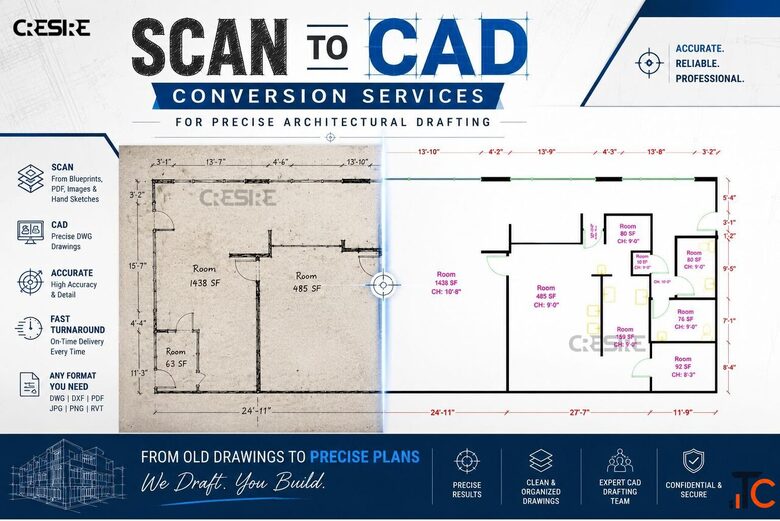 Scan to CAD Conversion Services for Precise Architectural Drafting
