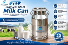 20L Stainless Steel Milk Can Locking Type - Geeta Fab