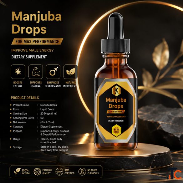 Manjuba Drops - Premium Herbal Dietary Supplement for Male Vitality Daily Wellness 60 ml 2 fl oz