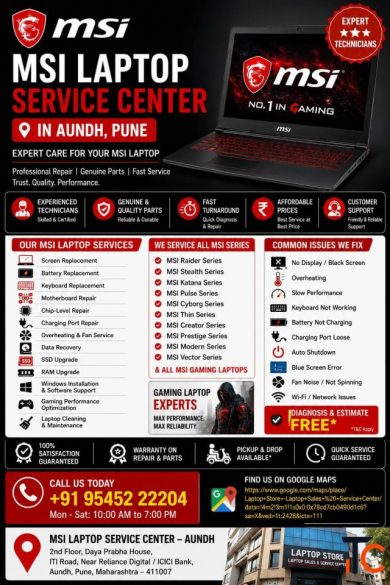 MSI Laptop Service Center Aundh MSI Gaming Laptop Repair MSI Laptop Service Pune