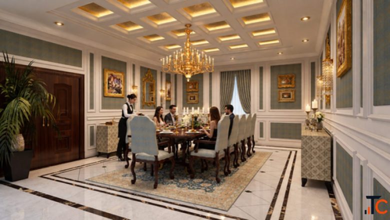 Luxury Modern Dining Interior Design 3D Architectural Rendering Visualization Services