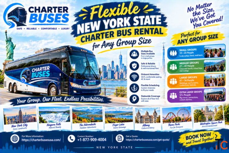 Flexible New York state charter bus rental for Any Group Size
