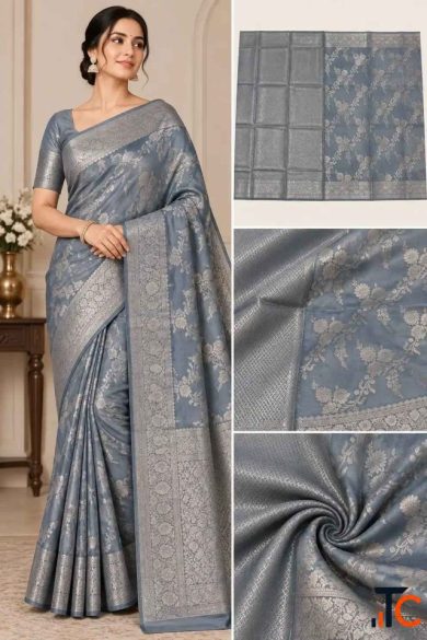 Wedding-Ready Blue Banarasi Saree for Women - Elegant Indian Outfit Misato Lifestyle
