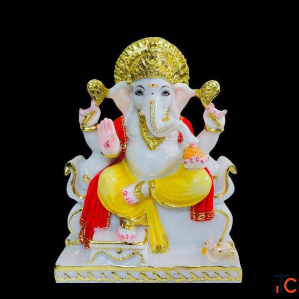 Marble Ganesh Ji Statue - Handcrafted Marble Ganpati Murti