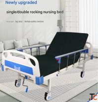 Manual Metal Hospital Bed Durable Lightweight Design Suitable Flat Bed with ABS Head and Foot Board 