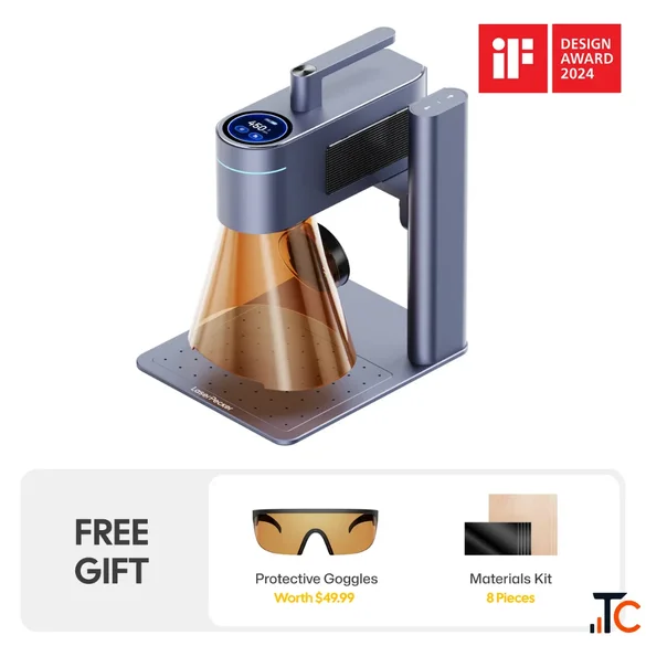 LaserPecker LP4 dual-laser engraver - full package with rotary safety cover