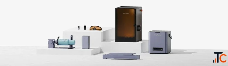 LaserPecker LP4 dual-laser engraver - full package with rotary safety cover
