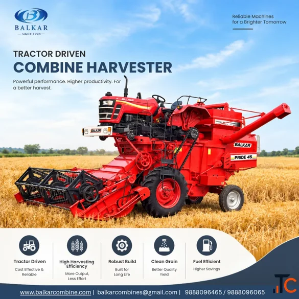Tractor Driven Combine Harvester for Efficient Crop Harvesting - Balkar Combines
