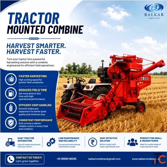 Tractor Mounted Combine for Efficient and Productive Harvesting - Balkar Combines