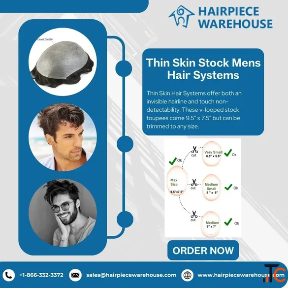 Toupee for Men With Natural Hair and Multiple Base Options