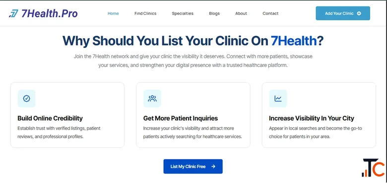 7Health Pro - Healthcare Clinic Listing Platform