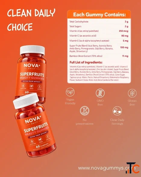 Nova Superfruits Beauty Gummies Vitamins A C E