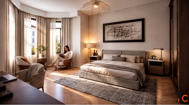 Luxury Bedroom Interior Design Photorealistic 3D Rendering Architectural Visualization Services