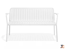 Modern White Garden Bench for Patio and Backyard