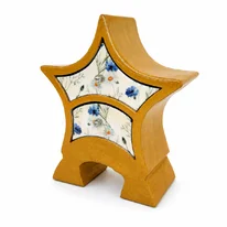 Handcrafted Wooden Mini Chest with Floral Ceramic Drawers for Home