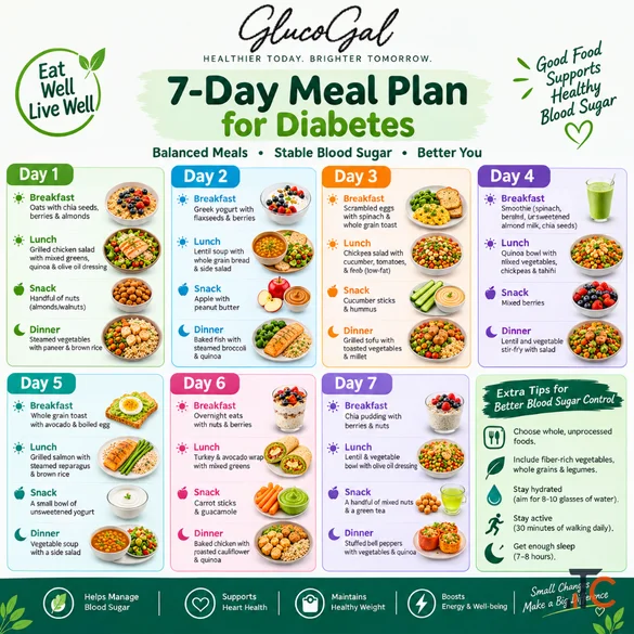 7-Day Meal Plan for Diabetes Healthy Meals to Manage Blood Sugar