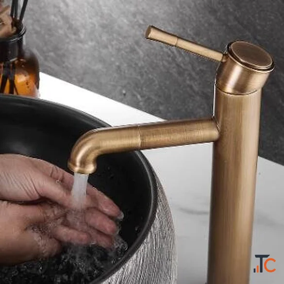 Antique Brass Retro Style Rotatable Washing Hands Mixer Tall Bathroom Sink Taps T0158A