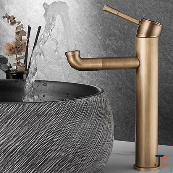 Antique Brass Retro Style Rotatable Washing Hands Mixer Tall Bathroom Sink Taps T0158A