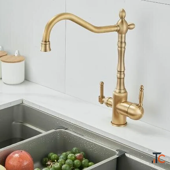 Antique Brass 3-Way Water Filter 360 Rotatable Drinking Kitchen Tap TA0222